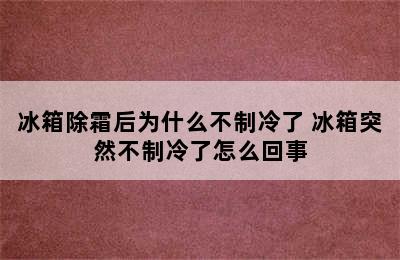 冰箱除霜后为什么不制冷了 冰箱突然不制冷了怎么回事